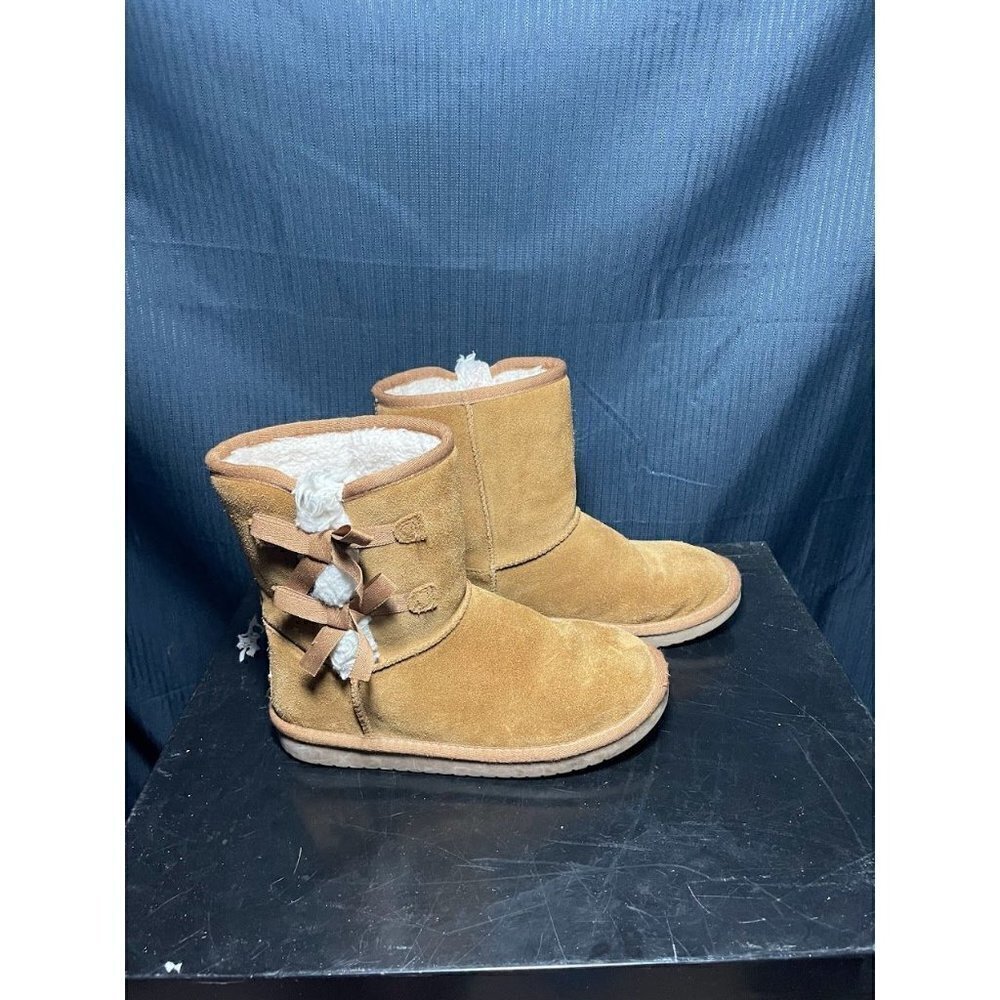 Koolaburra by UGG Womens Shazi Short Suede Closed Toe Ankle, Chestnut, Size 4.0 - Picture 3 of 6